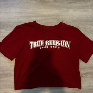 True Religion Burgundy Crop Tee